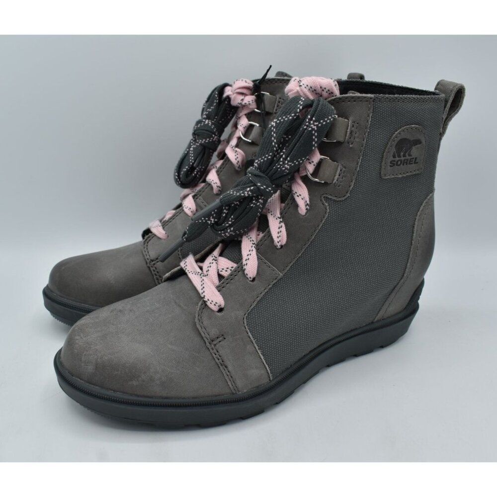 Sorel Womens Size 7 Evie II NW Lace Quarry Grill Waterproof Wedge Booties Boots